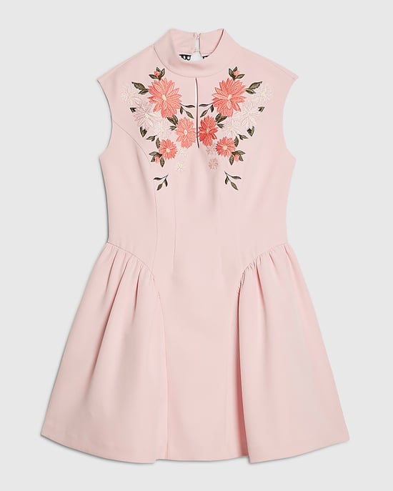 River Island Womens Mini Dress Pink Premium Floral Embroidered Zip - Image 6