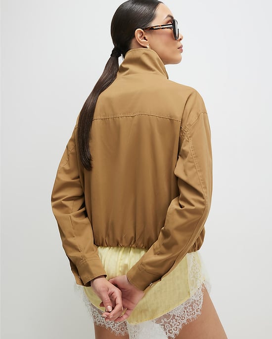 River Island Womens Bomber Jacket Beige Funnel Neck Long Sleeve - Image 3