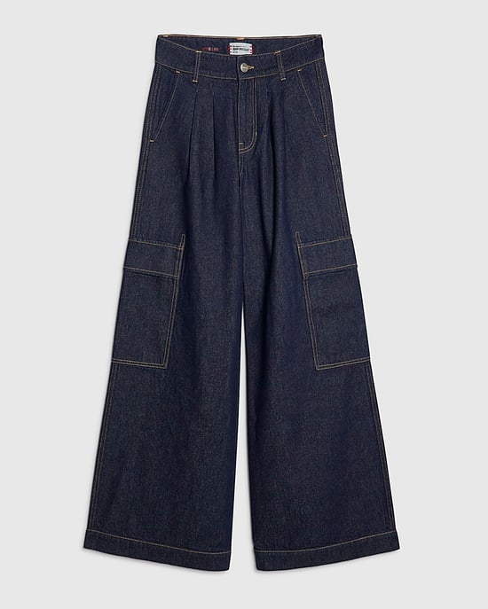 River Island Womens Baggy Jeans Blue Mid Rise Combat - Image 6