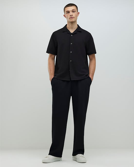 River Island Mens Shirt Black Slim Fit Revere Short Sleeve - Image 4