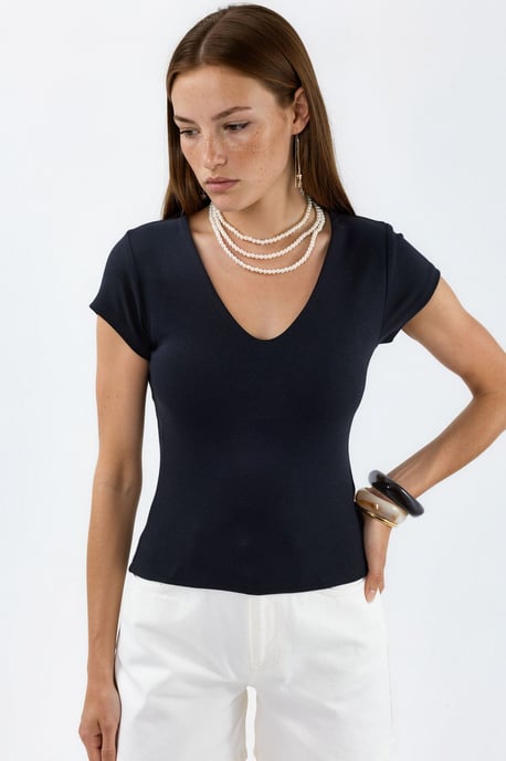 V-hals Modal Katoenmix Blouse - Image 5
