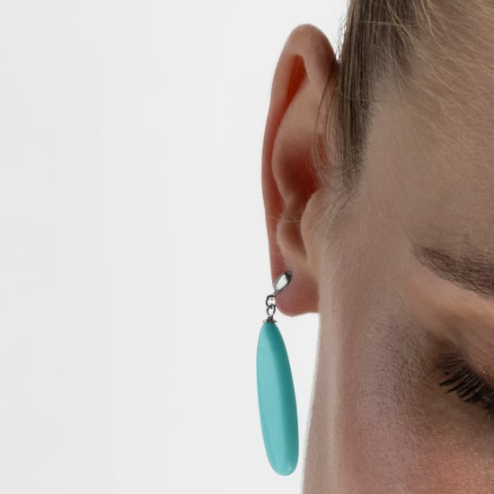 Luxenter oorbellen, 925 sterling zilver, adak en turkoois, gerhodineerd afgewerkt - Image 3