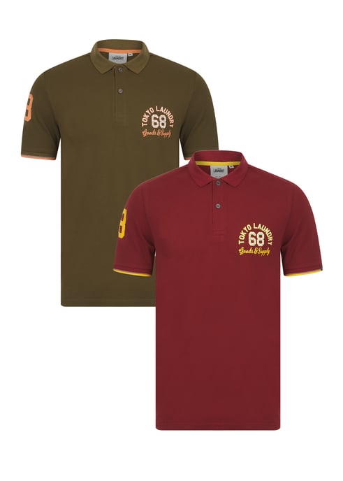 Olive Cotton Piqué Polo Shirt With Contrast Collar - Image 1