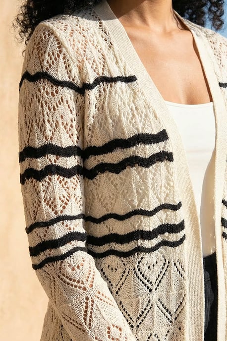 Wave Stripe Longline Knit Cardigan - Image 4