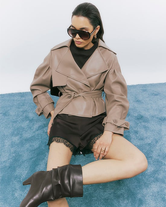 River Island Womens Jacket Beige Faux Leather Belted Trench - Image 2