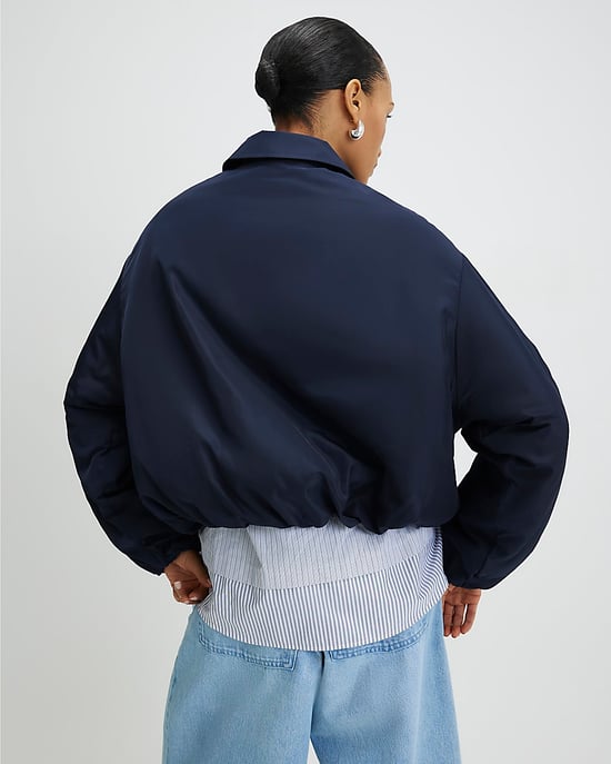River Island Womens Jacket Navy Bubble Hem Collared Long Sleeve - Image 3