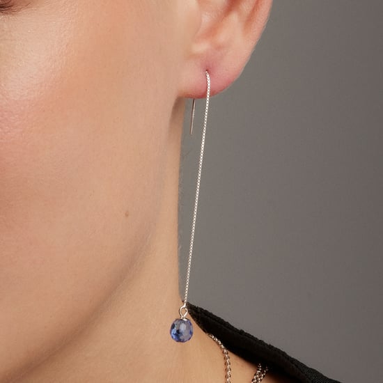 Luxenter yedia earrings in 925 sterling silver and aquamarine blue hydrothermal quartz rhodium plated finish - Image 4