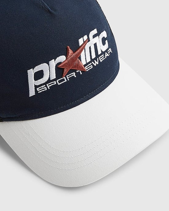 River Island Mens Trucker Cap Navy Prolific Star Embroidered - Image 4