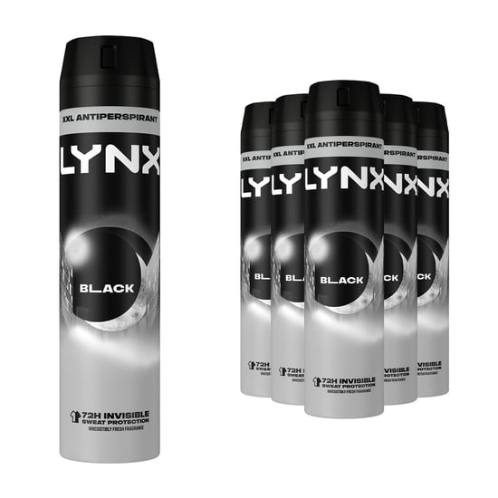 Lynx XXL Black 72H Sweat Protection Anti-Perspirant Deodorant, 6x250ml - Image 1