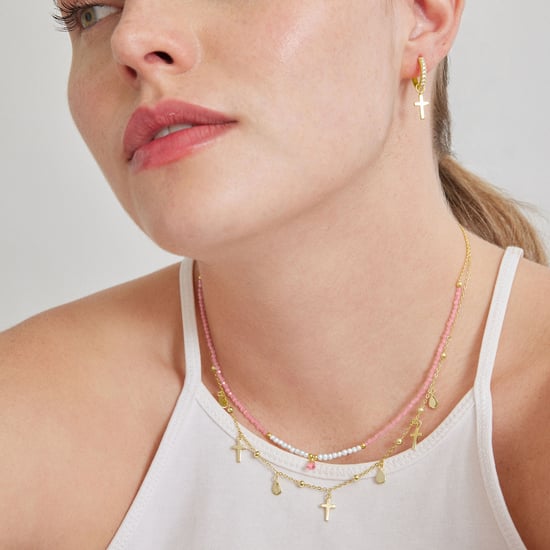Luxenter athat-halsband i metallegering och rosa turmalin 18K guldpläterad finish - Image 2