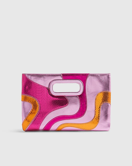 River Island Womens Clutch Bag Pink Swirl Panel Terry De Havilland - Image 2