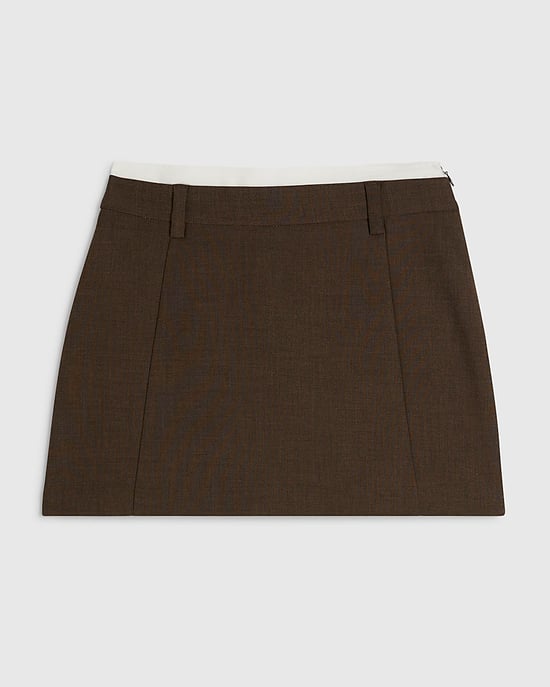 River Island Womens Skort Brown Hybrid Fabric Belt Loops Tailored - Image 6