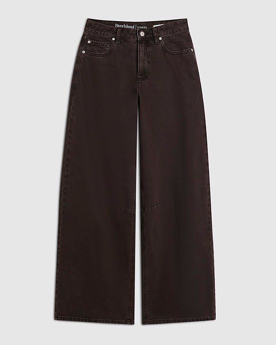 River Island Womens Wide Leg Jeans Brown High Waisted Baggy - Image 6