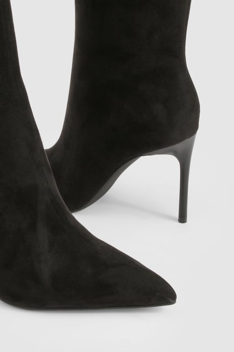 Faux Suede High Stiletto Pointed Toe Ankle Boots - Image 6