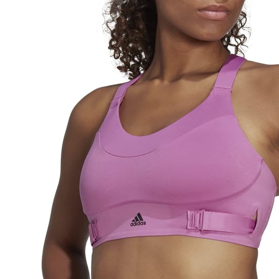 Women's adidas Scoop Neck Compression Fit Bra in Sepuli/Black - Image 6