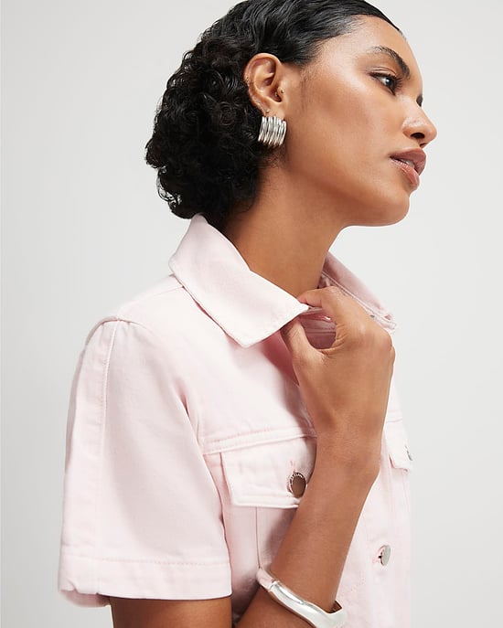 River Island Womens Playsuit Pink Denim Short Sleeve Collared Button - Image 2