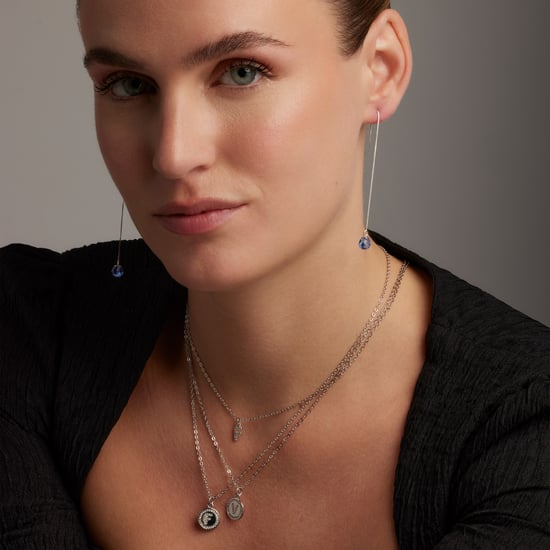 Luxenter yedia earrings in 925 sterling silver and aquamarine blue hydrothermal quartz rhodium plated finish - Image 2