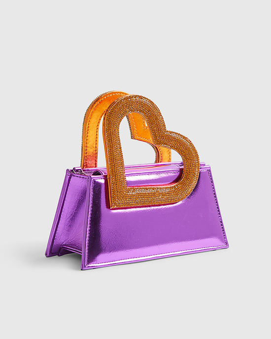 River Island Womens Heart Handle Bag Purple Popper Terry De Havilland - Image 2