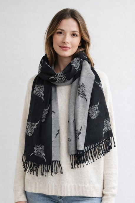 Highland Cow Reversible Scarf - Image 1