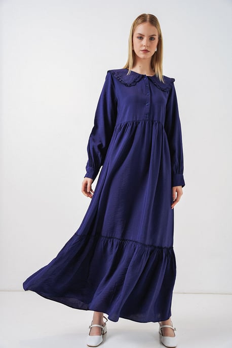 Maxi-jurk met babykraag en knoopsluiting - Image 4