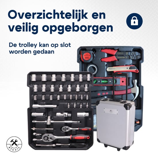 4toolz ® gereedschapskoffer xxl 1020-delig aluminium trolley met wielen - Image 3