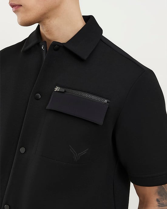 River Island Mens Shirt Black Regular Fit Premium Short Sleeve - Image 4