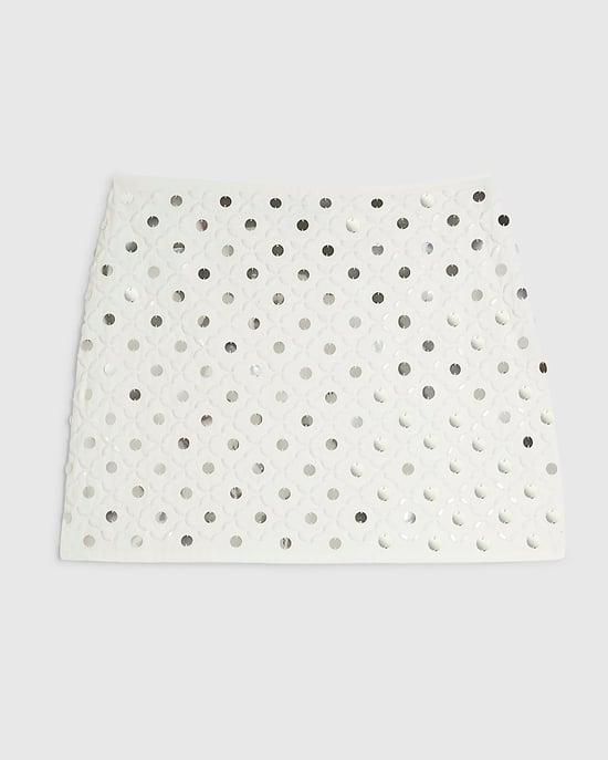 River Island Womens Mini Beach Skirt White Embellished Zip - Image 6