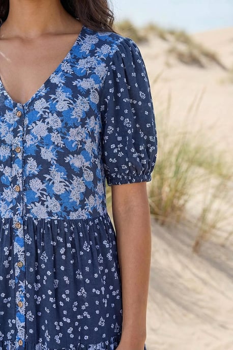 Floral Cotton Blend Tiered Smock Dress - Image 4