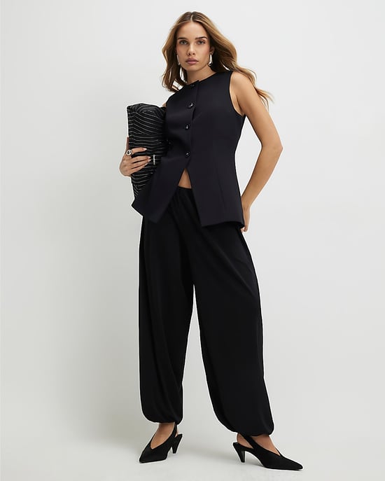 River Island Womens Waistcoat Black Tailored Sleeveless Button - Image 3
