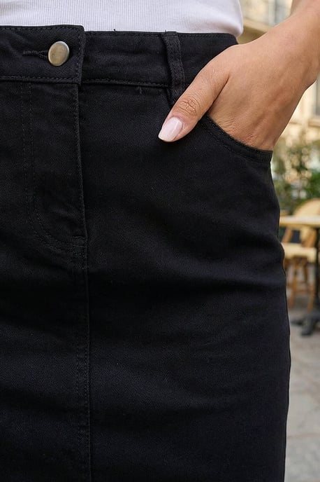 Cotton Denim Stretch A line Skirt - Image 4