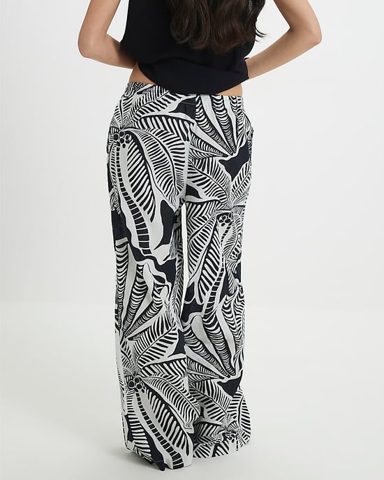 River Island Womens Trousers Petite Black Linen Blend Printed - Image 2