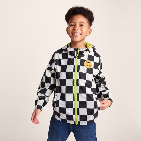 Cohampshire Kids Shaun the Sheep Waterproof Jacket - Black White Checkerboard - Image 3