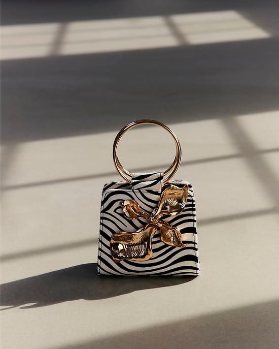 River Island Womens Clutch Bag Black Zebra Metal Detail Popper - Image 4