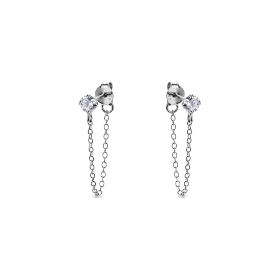 Luxenter Essential earrings in 925 sterling silver and shiny rhodium-plated zirconia finish - Image 3