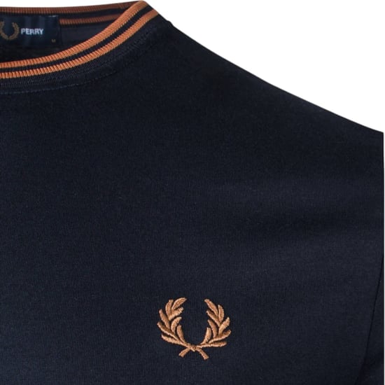 Fred Perry Twin Tipped T-Shirt In Navy - Image 2