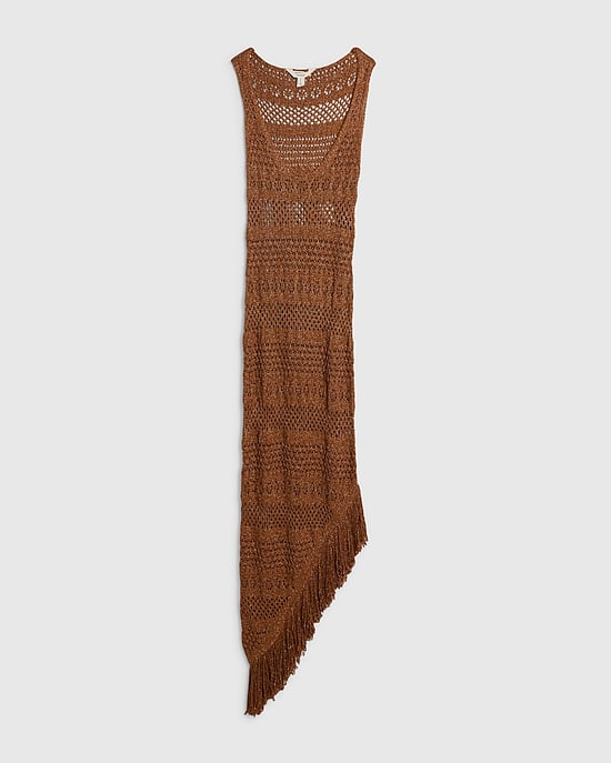 River Island Womens Midi Dress Brown Metallic Knit Sleeveless - Image 6