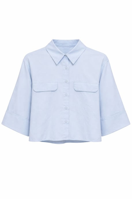 Korte Mouw Crop Poplin Shirt - Image 1