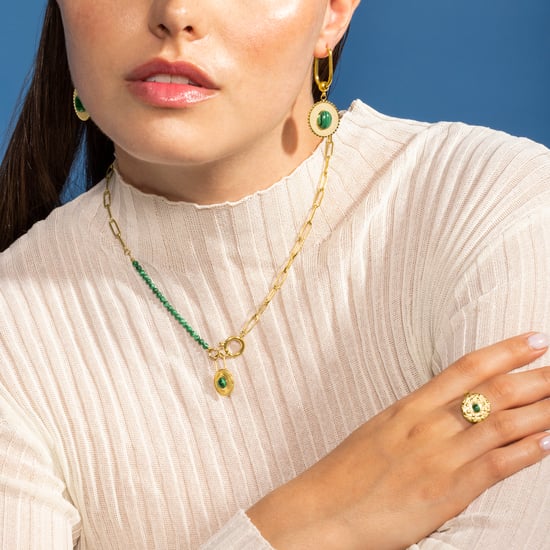 Luxenter Malachite ring finished in 18K yellow gold - Elknu - Image 4