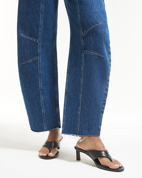 River Island Womens Wide Leg Jeans Blue Mid Rise Seamed Barrel - Image 4