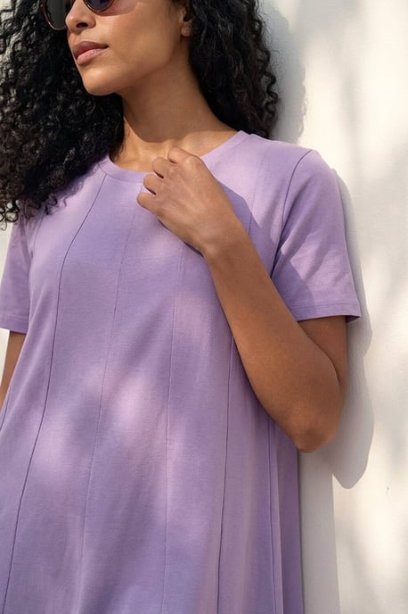 Cotton Panelled Swing Stretch Dress - Image 4