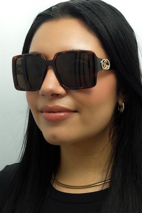 Gucci Square Womens Dark Havana with Gold Dark Brown GG1692S - Image 6