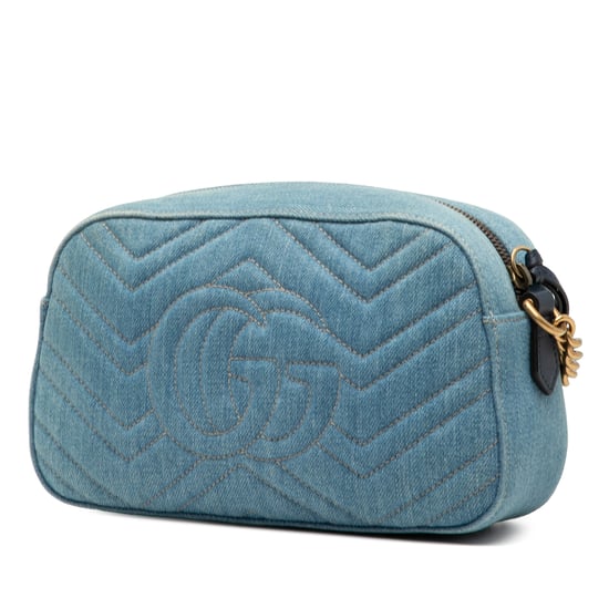 Begagnad Liten GG Marmont Matelassé Denim Pearly Crossbody - Image 2