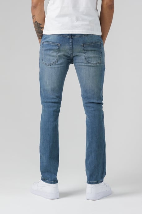 Blue Organic Cotton Blend Skinny Mid-Rise Denim Jeans - Image 2