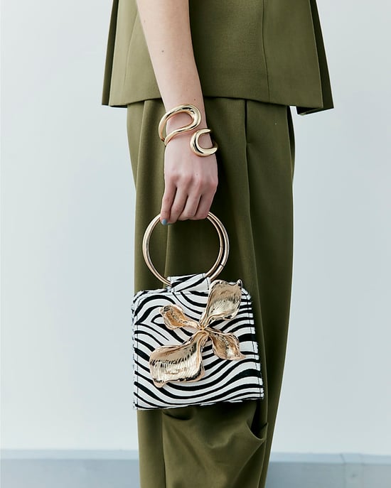 River Island Womens Clutch Bag Black Zebra Metal Detail Popper - Image 5