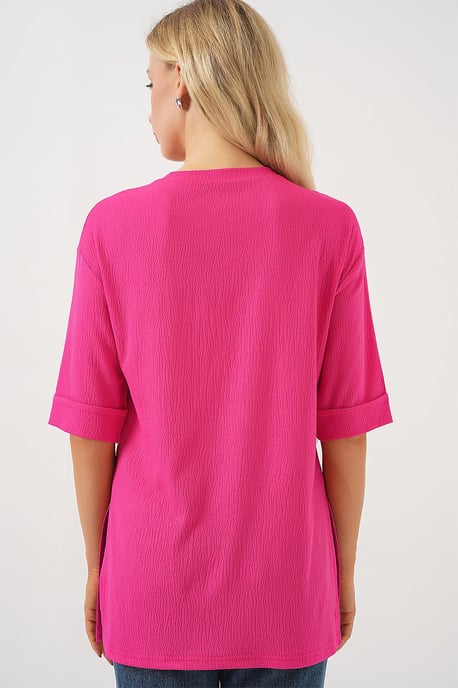 Gestructureerde Crewneck Korte Mouw T-Shirt - Image 6