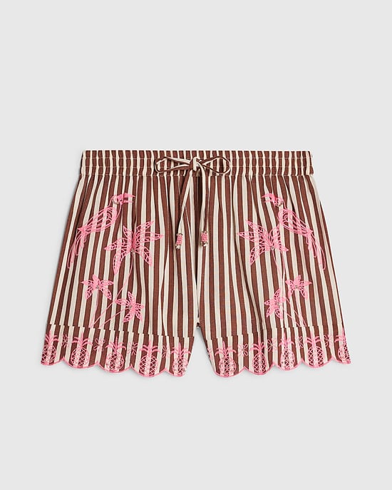 River Island Womens Shorts Brown Stripe Embroidered Toucan - Image 6
