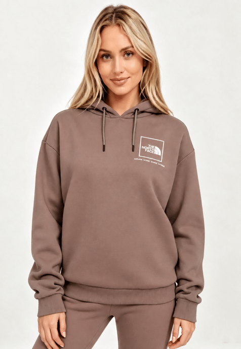 The North Face Womens Back New Fine Box Hoodie in Deep Taupe - Image 1