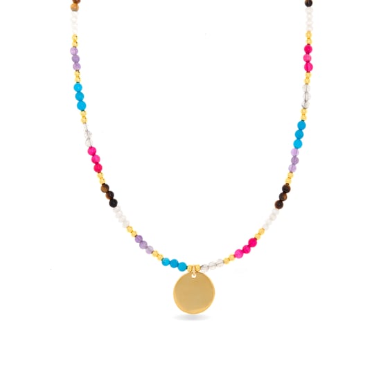 Luxenter Lyhakk-halsband i 925 sterling silver och flerfärgad kristall med finish i 18 karat guld - Image 1