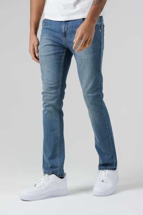 Blue Organic Cotton Blend Skinny Mid-Rise Denim Jeans - Image 6