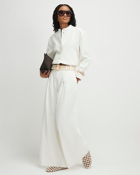 River Island Womens Wide Leg Trousers White Belted High Waist - Image 2